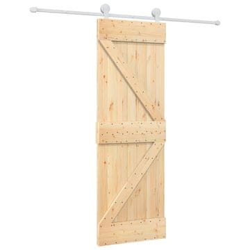 Vidaxl Drsna vrata Naravna in bela 70 x 210 cm Masiven borov les