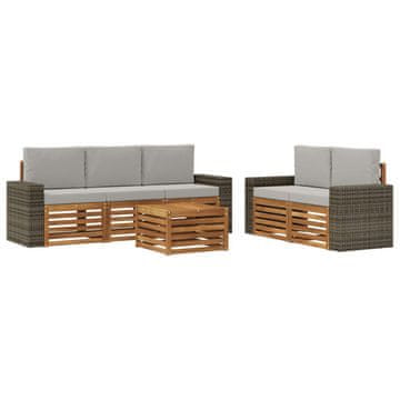 Vidaxl Sedežne garniture z blazino 6 szt. Masiven les akacije