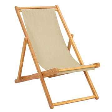 Vidaxl plažna ležalnika Bež Trden tikov les