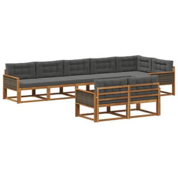 Vidaxl Zunanja garnitura za sedenje 8 szt. Naravna in antracitna
