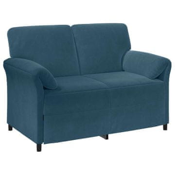 Vidaxl Kavč za 2 osebi Modra 138 x 83 x 95 cm Žamet
