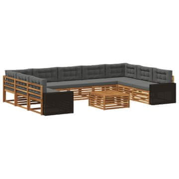 Vidaxl Zunanja garnitura za sedenje 10 szt. Naravna in antracitna