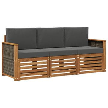 Vidaxl Sedežne garniture z blazino 3 szt. Masiven les akacije