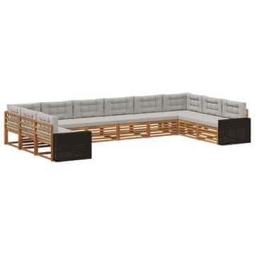 Vidaxl Sedežne garniture z blazino 10 szt. Masiven les akacije