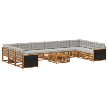Vidaxl Sedežne garniture z blazino 11 szt. Masiven les akacije