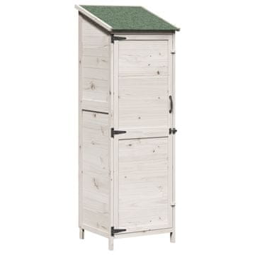 Vidaxl Vrtno skladišče s streho Bela 59,5 x 56 x 176,5 cm Trdna smreka
