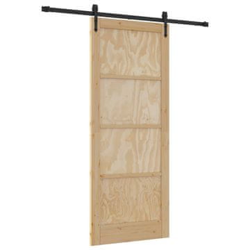 Vidaxl Drsna vrata ORKDAL Naravna in črna 86 x 211 cm Trdna borovina