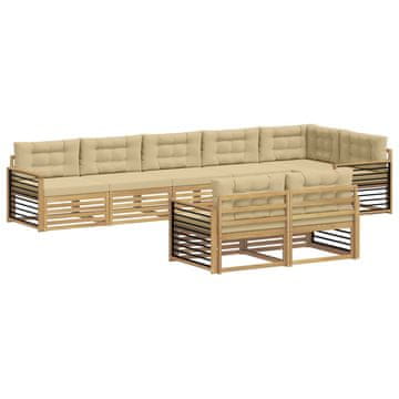 Vidaxl Zunanja garnitura za sedenje 8 szt. Bela in bež Poliester