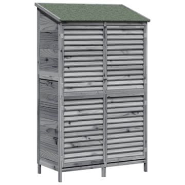 Vidaxl Vrtno skladišče s streho Siva 106 x 56 x 176,5 cm Trdna smreka