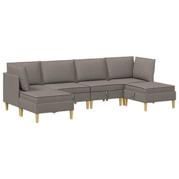Vidaxl Modularni kavč s shranjevanjem 6 szt. Taupe Blago