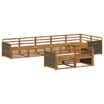 Vidaxl Zunanja garnitura za sedenje 8 szt. Naravna