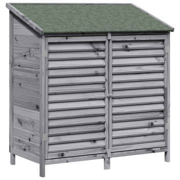 Vidaxl Vrtno skladišče s streho Siva 106 x 56 x 113,5 cm Trdna smreka