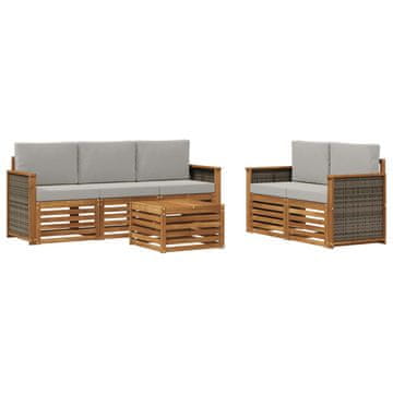 Vidaxl Sedežne garniture z blazino 6 szt. Masiven les akacije