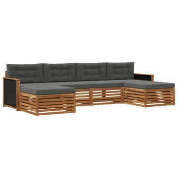 Vidaxl Sedežne garniture z blazino 6 szt. Masiven les akacije