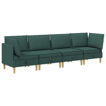 Vidaxl Modularni kavč s shranjevanjem 4 szt. Temno zelena Blago