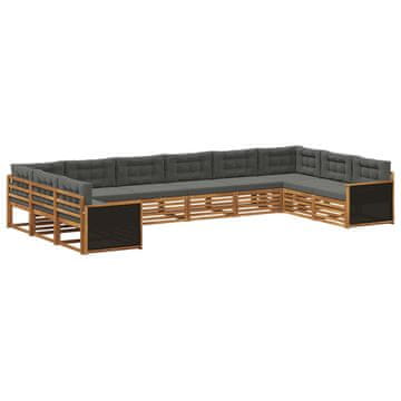 Vidaxl Sedežne garniture z blazino 10 szt. Masiven les akacije