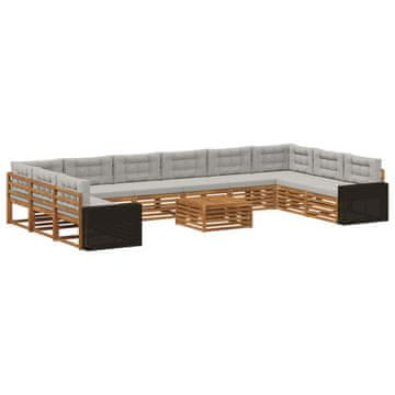 Vidaxl Sedežne garniture z blazino 11 szt. Masiven les akacije