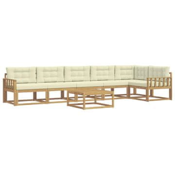 Vidaxl Zunanja garnitura za sedenje 7 szt. Bela in krem 79 x 79 x 37 cm