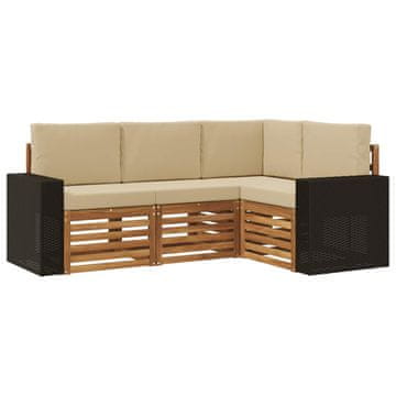 Vidaxl Sedežne garniture z blazino 4 szt. Masiven les akacije