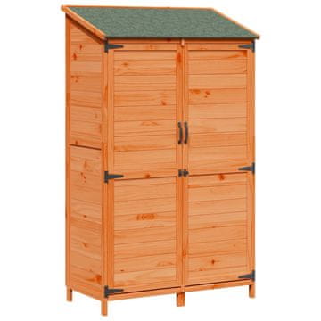 Vidaxl Vrtno skladišče s streho Rjava 106,5 x 56 x 176 cm Trdna smreka