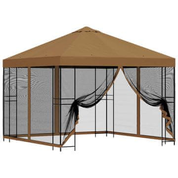 Vidaxl Vrtni gazebo s stranskimi stenami 3 x 3 m Bež