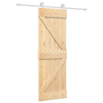 Vidaxl Drsna vrata Naravna in bela 70 x 210 cm Masiven borov les