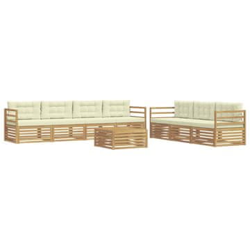 Vidaxl Zunanja garnitura za sedenje 8 szt. Bela in krem 79 x 79 x 37 cm