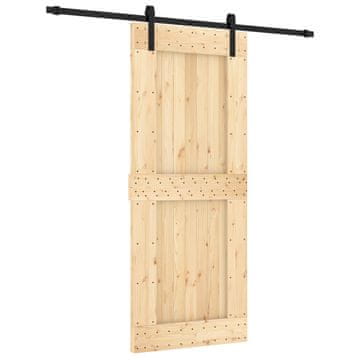 Vidaxl Drsna vrata Naravna in črna 85 x 210 cm Masiven borov les