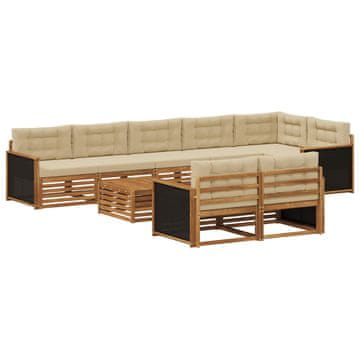 Vidaxl Zunanja garnitura za sedenje z blazino 9 pcs