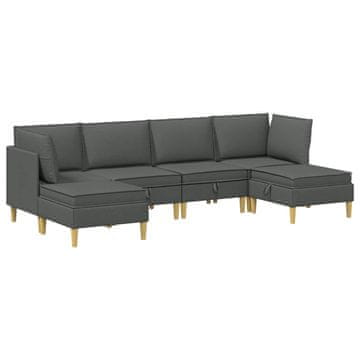 Vidaxl Modularni kavč s shranjevanjem 6 szt. Temno siva Blago