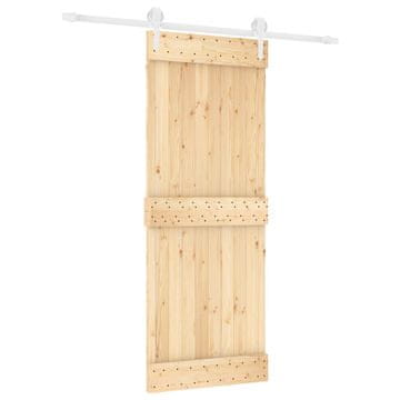 Vidaxl Drsna vrata Naravna in bela 80 x 210 cm Masiven borov les