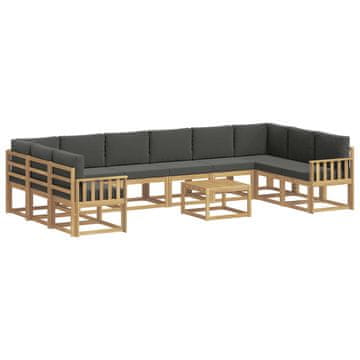 Vidaxl Zunanja garnitura za sedenje z blazino 11 szt. Bela in antracit