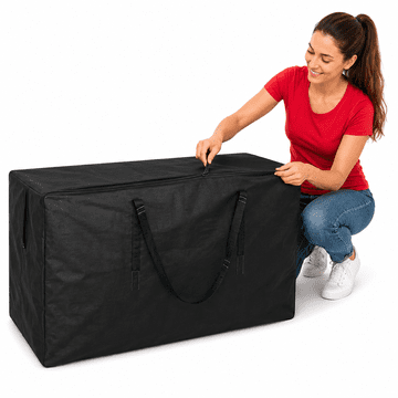 Vidaxl Torba za shranjevanje vrtnih blazin črna 150x75x75cm polietilen
