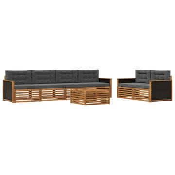 Vidaxl Zunanja garnitura za sedenje 7 szt. Naravna in antracitna