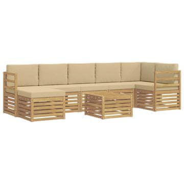 Vidaxl Zunanja garnitura za sedenje 8 szt. Bela in bež 59 x 59 x 37 cm