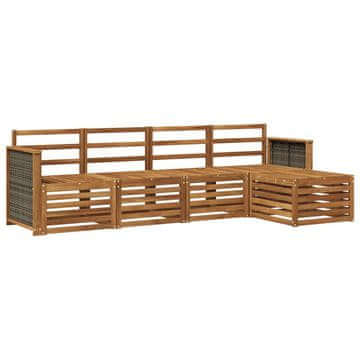 Vidaxl Zunanja garnitura za sedenje 5 szt. Naravna