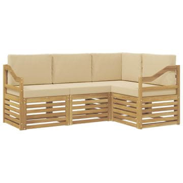 Vidaxl Sedežne garniture 4 szt. Bela in bež 185,5 x 126,5 x 73 cm