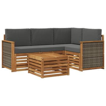Vidaxl Zunanja garnitura za sedenje 5 szt. Naravna in antracitna