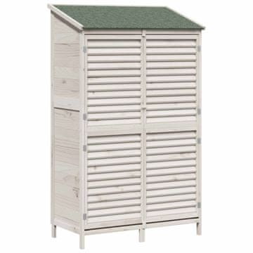 Vidaxl Vrtno skladišče s streho Bela 106 x 56 x 176,5 cm Trdna smreka