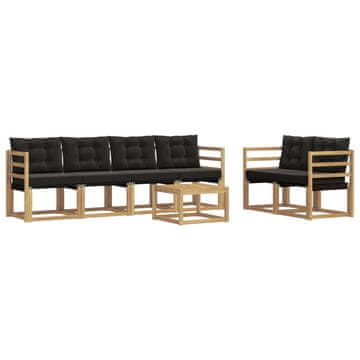 Vidaxl Zunanja garnitura za sedenje z blazino 7 pcs