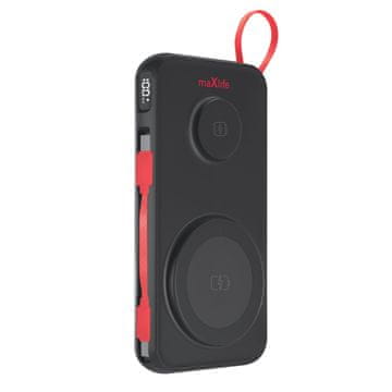 Infostyle Brezžična prenosna baterija Maxlife MXPB-08 – 10.000 mAh, 3-v-1, magnetna, črna