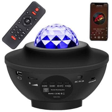 Verkgroup 3v1 LED RGB zvezdni projektor in zvočnik USB bluetooth črn