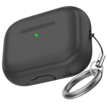 Infostyle TRONWIN Zaščitni silikonski ovitek s karabinom za AirPods Pro 2 – Črna