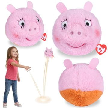 Peppa Pig TY Peppa Pig Mama Pig Plišasta žogica, poskakujoča maskota, BEANIE BOUNCERS, igračka za otroke, ki zahteva spretnost 10 cm