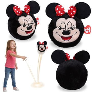 Disney TY Minnie Mouse Plišasta žogica, poskakujoča maskota, BEANIE BOUNCERS, igračka za otroke, ki zahteva spretnost 10 cm