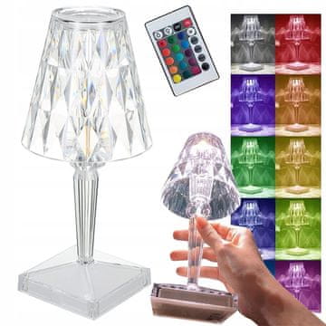 Verkgroup LED RGB aku. namizna kristalna svetilka USB daljinec 25cm