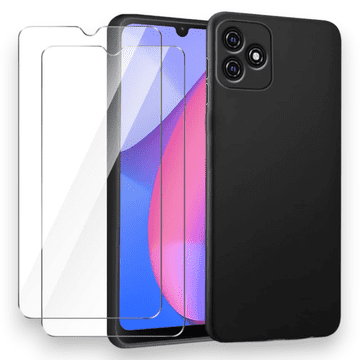 Infostyle Komplet silikonski ovitek + 2x zaščitno steklo za Blackview Oscal C20/ C20 Pro Črna / TPU silikon