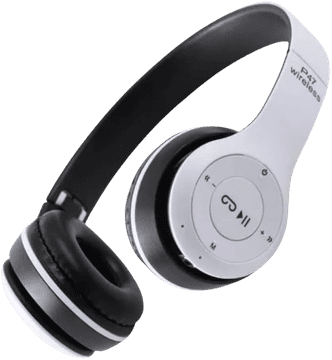 Infostyle P47 Super Bass brezžične zložljive Bluetooth slušalke z mikrofonom – bele
