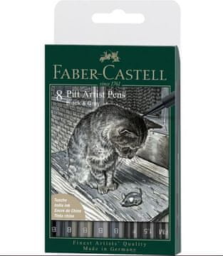 Faber-Castell PITT Artist pen set 8 sivi in črn
