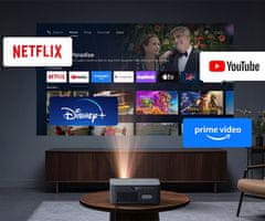 Byintek VEVSHAO A24 projektor, LED LCD, prenosni, Android TV, WiFi, BT, 4K UHD, črn + daljinec